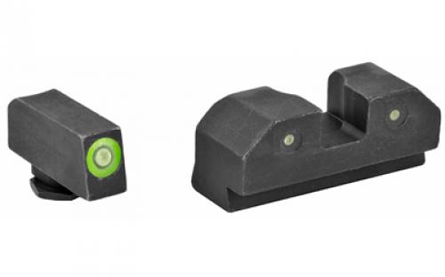 XS Sights R3D Night Sights, Green Front Dot, Fits Glock 20,21,29,30,30S,37,41, Steel/Blued GL-R013P-6G