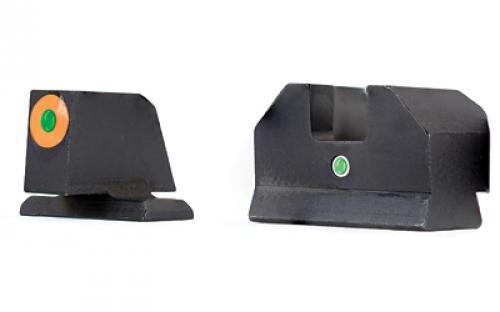 XS Sights F8 Night Sight, Fits Sig Sauer Models, P225,P226,P229,P320, Springfield XD, XDm, XDs, Green with Orange Outline Front, Green Rear, Tritium Front/Rear SI-F012P-5