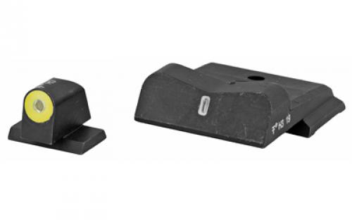 XS Sights DXT2 Big Dot Tritium Front, White Stripe Express Rear, Fits S&W M&P Full Size and Compact, Green with Yellow Outline SW-0029S-5Y