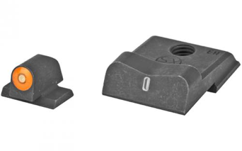 XS Sights DXT2 Big Dot Tritium Front, White Stripe Express Rear, Fits S&W M&P 9 SHIELD EZ, Green with Orange Outline SW-0032S-5N