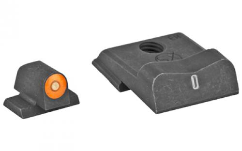 XS Sights DXT2 Big Dot Tritium Front, White Stripe Express Rear, Fits S&W M&P 9 SHIELD EZ, Green with Orange Outline SW-0032S-5N