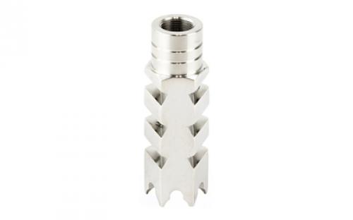 ATI Outdoors Shark Muzzle Brake, 1/2-28 Thread With Crush Washer, Fits AR-15, Stainless Steel A.5.10.2252