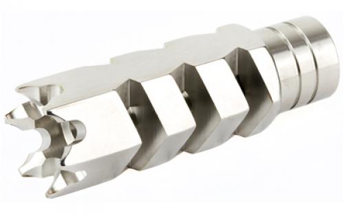 ATI Outdoors Shark Muzzle Brake, 1/2-28 Thread With Crush Washer, Fits AR-15, Stainless Steel A.5.10.2252