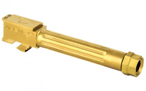Agency Arms Mid Line Barrel, 9MM, Titanium Nitride Finish, Threaded And Fluted, Fits Glock 19 Gen 5 MLG19G5T-FTIN