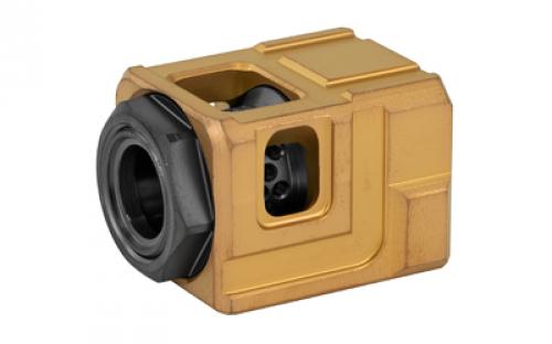 Chaos Gear Supply Qube Compensator, Gold/Black, 1/2X28 Thread Pitch QUBECOMPGLDBLK