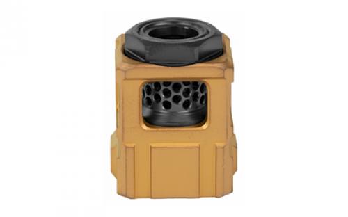 Chaos Gear Supply Qube Compensator, Gold/Black, 1/2X28 Thread Pitch QUBECOMPGLDBLK