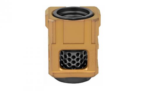 Chaos Gear Supply Qube Compensator, Gold/Black, 1/2X28 Thread Pitch QUBECOMPGLDBLK