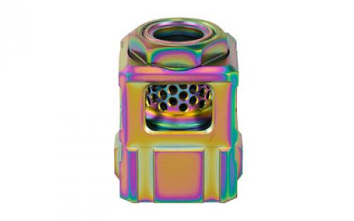Chaos Gear Supply Qube Compensator, Rainbow Finish, 1/2X28 Thread Pitch QUBECOMPRAINBO