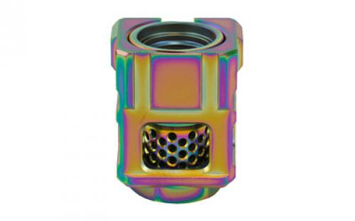 Chaos Gear Supply Qube Compensator, Rainbow Finish, 1/2X28 Thread Pitch QUBECOMPRAINBO