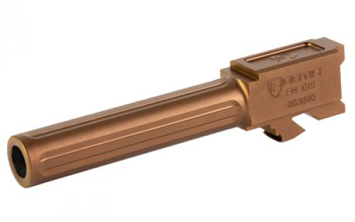 Fortis Manufacturing, Inc. Match Grade Barrel, Fluted Barrel, 9MM, 4, Fits Glock 19 Gen 1-5 and 19X, Copper Finish, Titanium Copper Nitride Coating, 416R Stainless FM-G19-CPPR