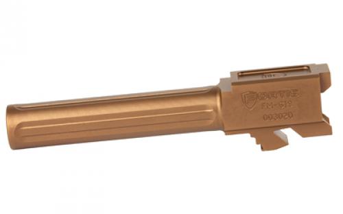 Fortis Manufacturing, Inc. Match Grade Barrel, Fluted Barrel, 9MM, 4", Fits Glock 19 Gen 1-5 and 19X, Copper Finish, Titanium Copper Nitride Coating, 416R Stainless FM-G19-CPPR