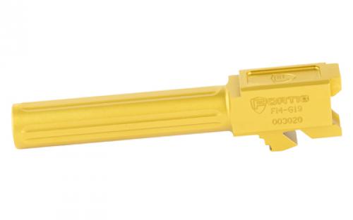 Fortis Manufacturing, Inc. Match Grade Barrel, For Glock, 9MM, 4", Fits Glock 19 Gen 1-5 and 19X, Gold TiN Finish FM-G19-TIN