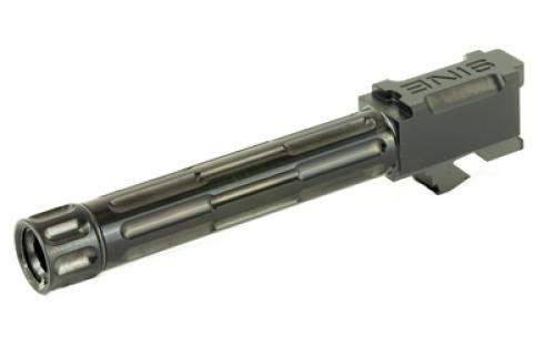 LanTac USA LLC 9INE, Barrel, 9MM, Black, Threaded Barrel, 1:10, Fluted, Fits Glock 19 01-GB-G19-TH-BLK
