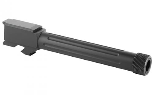 Lone Wolf Distributors AlphaWolf Barrel, 9MM, Salt Bath Nitride Coated, Threaded/Fluted, 416R Stainless Steel, 1/2x28 TPI, For Glock 17, Includes Thread Protector, Made in the USA AW-17TH