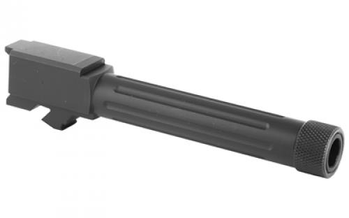 Lone Wolf Distributors AlphaWolf Barrel, 9MM, Salt Bath Nitride Coated, Threaded/Fluted, 416R Stainless Steel, 1/2x28 TPI, For Glock 19, Includes Thread Protector, Made in the USA AW-19TH