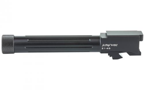 Lone Wolf Distributors AlphaWolf Barrel, 45 ACP, Salt Bath Nitride Coated, Threaded/Fluted, 416R Stainless Steel, .578x28 TPI, For Glk 21, Includes Thread Protector, Made in the USA AW-2145TH