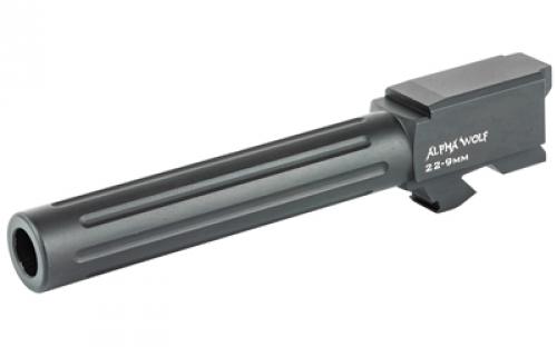 Lone Wolf Distributors AlphaWolf Barrel, 9MM, Salt Bath Nitride Coated, Fluted, 416R Stainless Steel, Conversion to 9mm Stock Length, For Glk 22/31, Made in the USA AW-229N