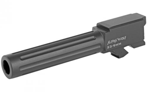 Lone Wolf Distributors AlphaWolf Barrel, 9MM, Salt Bath Nitride Coated, Fluted, 416R Stainless Steel, Conversion to 9mm Stock Length, For Glk 23/32, Made in the USA AW-239N