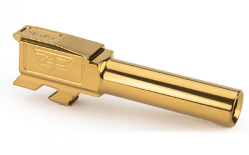 Zaffiri Precision Pistol Barrel, 9MM, 3.4, TiN/Gold, For Glock 43 ZP43BG