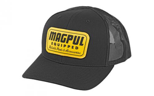 Magpul Industries Equipped Trucker Hat, Black with Gold Patch, One Size Fits Most MAG1179-001
