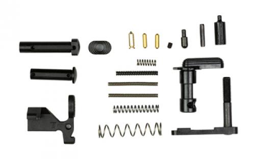 Aero Precision Lower Parts Kit, Includes Takedown/Pivot Spring, Takedown/Pivot Detent, Takedown Pin, Pivot Pin, Bolt Catch, Bolt Catch Spring, Bolt Catch Buffer, Bolt Catch Roll Pin, Safety Selector, Safety Selector Spring, Safety Selector Detent, 4-40 Set Screw, Buffer Retainer, Buffer Retainer Spring, Magazine Catch Body, Magazine Catch Spring, and Magazine Catch Button, Does No