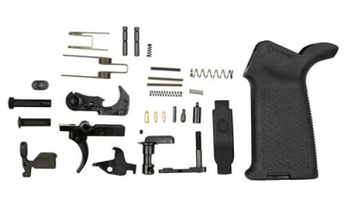 Aero Precision MOE Lower Parts Kit, For AR15, Includes Magpul MOE Grip in Black, Magpul MOE Trigger Guard in Black, Takedown Pin, Pivot Pin, Takedown/Pivot Detent, Takedown/Pivot Spring, Bolt Catch, Bolt Catch Buffer, Bolt Catch Roll Pin, Bolt Catch Spring, Magazine Catch Body, Magazine Catch Button, Magazine Catch Spring, Buffer Retainer, Buffer Retainer Spring, Safety Selector, 