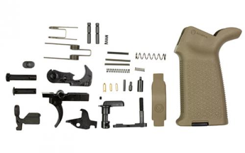 Aero Precision MOE Lower Parts Kit, For AR15, Includes Magpul MOE Grip AND MOE Trigger Guard in Flat Dark Earth, Takedown Pin, Pivot Pin, Takedown/Pivot Detent, Takedown/Pivot Spring, Bolt Catch, Bolt Catch Buffer, Bolt Catch Roll Pin, Bolt Catch Spring, Magazine Catch Body, Magazine Catch Button, Magazine Catch Spring, Buffer Retainer, Buffer Retainer Spring, Safety Selector, Saf