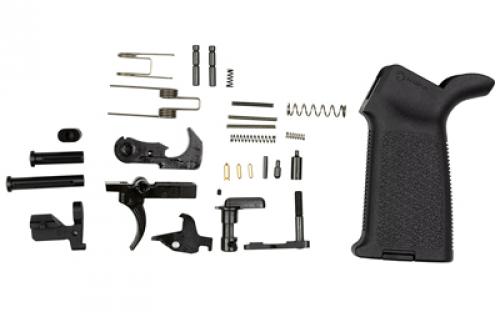 Aero Precision M5 Lower Parts Kit, For AR10, Magpul MOE Grip in Black, M5 (.308) Takedown Pin, M5 (.308) Pivot Pin, Takedown/Pivot Detent, Takedown/Pivot Spring, M5 (.308) Bolt Catch, Bolt Catch Buffer, Bolt Catch Roll Pin, Bolt Catch Spring, Extended Magazine Catch Button, Magazine Catch Body, Magazine Catch Spring, Buffer Retainer, Buffer Retainer Spring, Safety Selector, Safety