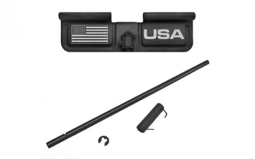 Bastion American Flag, AR-15 Ejection Port Dust Cover, Black/White Finish, American Flag Laser Engraved On Open Side Only, Fits Standard 223/556/6.8/6.5 BASEPDC-BW-USAFLG