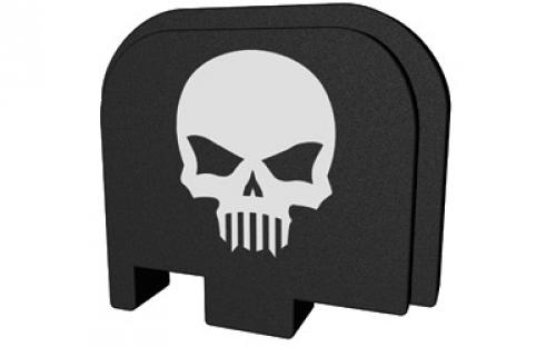 Bastion Slide Back Plate, Skull, Black and White, Fits Glock 43 BASGL-043-BW-BTSKUL