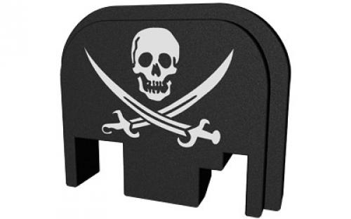 Bastion Slide Back Plate, Pirate Swords, Black and White, Fits All Glock Except 42 & 43 BASGL-SLD-BW-PIRATE