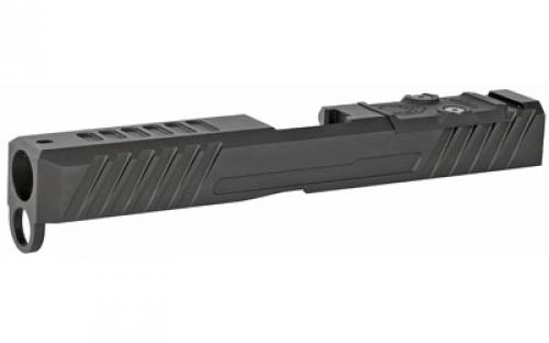 Grey Ghost Precision Stripped Slide, For Glock 17 Gen 4, Dual Optic Cutout Compatible With Leupold DeltaPoint Pro or Trijicon RMR With Supplied Shim Plate (Correct Length Screws Included), Comes With A Custom G10 Cover Plate And Proper Screws For Use Without Optic Installed, Version 3 Slide Pattern, Black Nitride Finish GGP-17-4-OC-V3