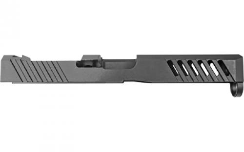 Grey Ghost Precision Stripped Slide, For Glock 17 Gen 5, Version 1, Dual Optic Cutout Compatible With Leupold DeltaPoint Pro or Trijicon RMR With Supplied Shim Plate (Correct Length Screws Included), Comes With A Custom G 10 Cover Plate And Proper Screws For Use Without Optic Installed, Version 1 Slide Pattern, Not Compatible w/ Vortex or Aimpoint Optics, Black Nitride Finish GGP-