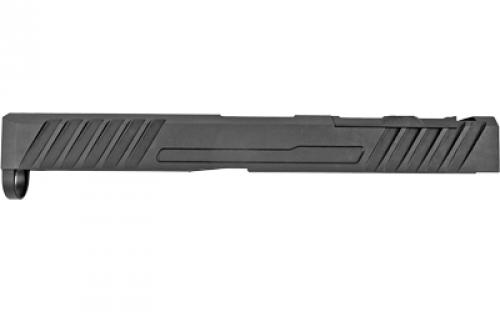 Grey Ghost Precision Stripped Slide, For Glock 17 Gen 5, Version 3, Dual Optic Cutout Compatible With Leupold DeltaPoint Pro or Trijicon RMR With Supplied Shim Plate (Correct Length Screws Included), Comes With A Custom G 10 Cover Plate And Proper Screws For Use Without Optic Installed, Version 3 Slide Pattern, Not Compatible w/ Vortex or Aimpoint Optics, Black Nitride Finish GGP-