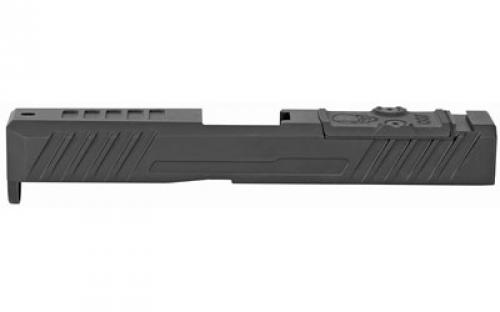 Grey Ghost Precision Stripped Slide, For Glock 19 Gen 4, Dual Optic Cutout Compatible With Leupold DeltaPoint Pro or Trijicon RMR With Supplied Shim Plate (Correct Length Screws Included), Comes With A Custom G10 Cover Plate And Proper Screws For Use Without Optic Installed, Version 3 Slide Pattern, Black Nitride Finish GGP-19-4-OC-V3
