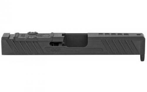 Grey Ghost Precision Stripped Slide, For Glock 19 Gen 4, Dual Optic Cutout Compatible With Leupold DeltaPoint Pro or Trijicon RMR With Supplied Shim Plate (Correct Length Screws Included), Comes With A Custom G10 Cover Plate And Proper Screws For Use Without Optic Installed, Version 3 Slide Pattern, Black Nitride Finish GGP-19-4-OC-V3