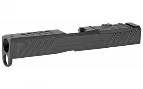 Grey Ghost Precision Stripped Slide, For Glock 19 Gen 4, Dual Optic Cutout Compatible With Leupold DeltaPoint Pro or Trijicon RMR With Supplied Shim Plate (Correct Length Screws Included), Comes With A Custom G10 Cover Plate And Proper Screws For Use Without Optic Installed, Version 3 Slide Pattern, Black Nitride Finish GGP-19-4-OC-V3