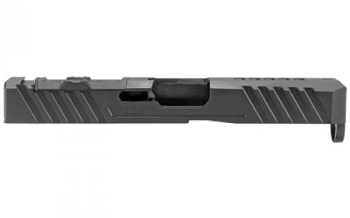 Grey Ghost Precision Stripped Slide, For Glock 19 Gen 5, Version 3, Dual Optic Cutout Compatible With Leupold DeltaPoint Pro or Trijicon RMR With Supplied Shim Plate (Correct Length Screws Included), Comes With A Custom G10 Cover Plate And Proper Screws For Use Without Optic Installed, Version 3 Slide Pattern, Not Compatible w/ Vortex or Aimpoint Optics, Black Nitride Finish GGP-1