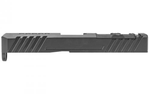 Grey Ghost Precision Stripped Slide, For Glock 19 Gen 5, Version 3, Dual Optic Cutout Compatible With Leupold DeltaPoint Pro or Trijicon RMR With Supplied Shim Plate (Correct Length Screws Included), Comes With A Custom G10 Cover Plate And Proper Screws For Use Without Optic Installed, Version 3 Slide Pattern, Not Compatible w/ Vortex or Aimpoint Optics, Black Nitride Finish GGP-1