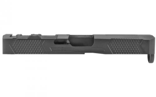 Grey Ghost Precision Stripped Slide, For Glock 19 Gen 5, Version 4, Dual Optic Cutout Compatible With Leupold DeltaPoint Pro or Trijicon RMR With Supplied Shim Plate (Corr ect Length Screws Included), Comes With A Custom G10 Cover Plate And Proper Screws For Use Without Optic Installed, Version 4 Slide Pattern, Not Compatible w/ Vortex or Aimpoint Optics, Black Nitride  Finish GGP