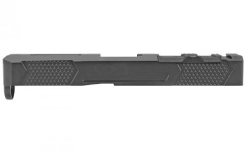 Grey Ghost Precision Stripped Slide, For Glock 19 Gen 5, Version 4, Dual Optic Cutout Compatible With Leupold DeltaPoint Pro or Trijicon RMR With Supplied Shim Plate (Corr ect Length Screws Included), Comes With A Custom G10 Cover Plate And Proper Screws For Use Without Optic Installed, Version 4 Slide Pattern, Not Compatible w/ Vortex or Aimpoint Optics, Black Nitride  Finish GGP