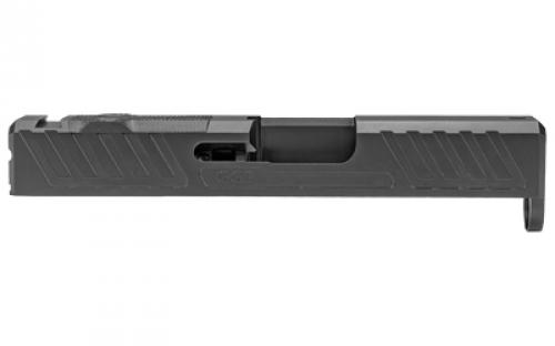 Grey Ghost Precision Stripped Slide, For Glock 43/43X, Version 1, Optic Cutout Compatible With Shield RMS-C With Correct Length Screws Included, No Mounting Plate Needed, Cover Plate Included, Version 1 Slide Pattern, DLC Finish, Black GGP-SPG43-V1-BLK