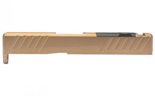 Grey Ghost Precision Stripped Slide, For Glock 43/43X, Version 1, Optic Cutout Compatible With Shield RMS-C With Correct Length Screws Included, No Mounting Plate Needed, Cover Plate Included, Version 1 Slide Pattern, Flat Dark Earth Cerakote GGP-SPG43-V1-FDE