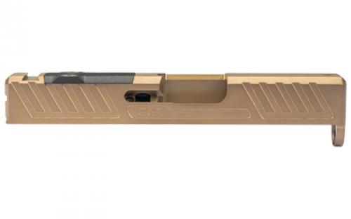 Grey Ghost Precision Stripped Slide, For Glock 43/43X, Version 1, Optic Cutout Compatible With Shield RMS-C With Correct Length Screws Included, No Mounting Plate Needed, Cover Plate Included, Version 1 Slide Pattern, Flat Dark Earth Cerakote GGP-SPG43-V1-FDE