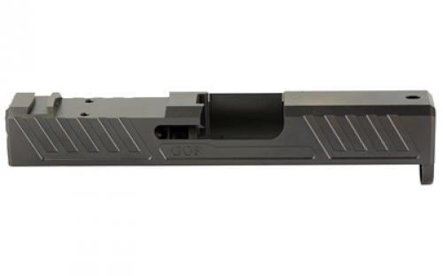 Grey Ghost Precision Stripped Slide, For Glock 43/43X, Version 1 Slide Pattern, Optic Cutout Compatible with Shield RMS-C with Correct Length Screws Included, No Mounting Plate Needed, Cover Plate Included, Grey DLC (Diamond-Like Coating) GGP-SPG43-V1-GRY