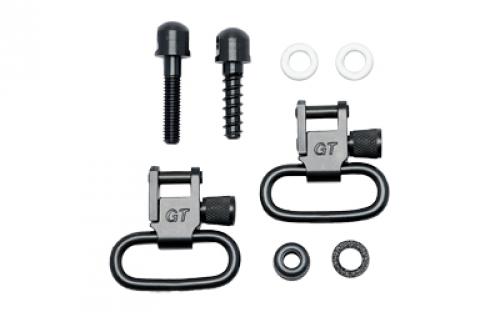 GrovTec GTSW07, Machine Screw Forend Locking Swivel Set, Black Oxide Finish, Black, Includes (2) 1 GT Locking Swivels, (1) 7/8 Machine Screw with Nut, (1) 3/4 Wood Screw Stud, (2) Spacers GTSW07