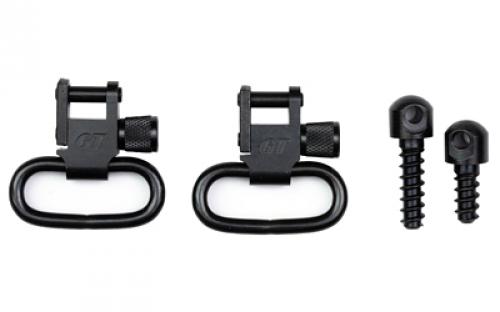 GrovTec GTSW23, Wood Screw Forend Locking Swivel Set, Black Oxide Finish, Black, Includes (1) 1/2 and (1) 3/4 Wood Screw Sling Studs, (2) 1 GT Locking Swivels, (2) Spacers GTSW23