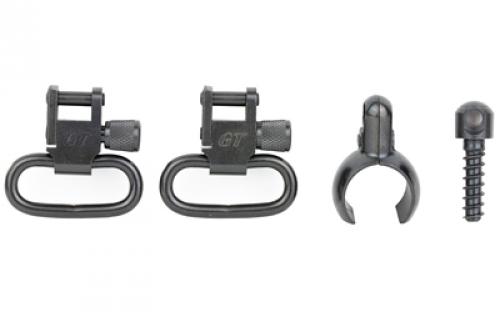 GrovTec GTSW43, Two Piece Barrel Band, Black Oxide Finish, Black, Includes (2) GT Locking Swivels, (1) Wood Screw Stud, (1) .630 - .675 Clip On Barrel Stud, (2) Washers GTSW43