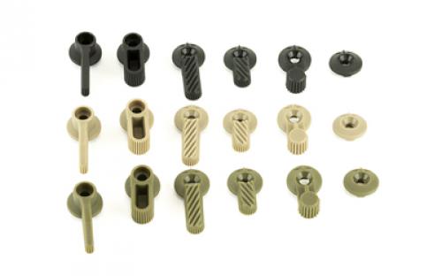 Hera USA Multi-Purpose Safety Selector. 5 Interchangeable polymer switches in 3 Colors. Black, FDE, Green, 15 Switches total 11-06