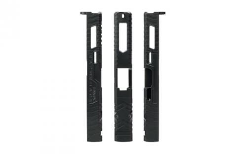 LanTac USA LLC Razorback Stripped Slide, Fits Gen 1-3 Glock 17, RMR Cut with Plate, DLC Finish, Black 01-GSS-GEN13-G17-LT